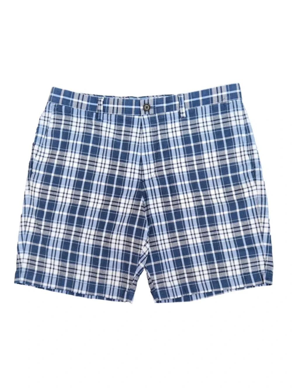 Men's Banana Republic Plaid Flat Front Shorts Blue Waist 35